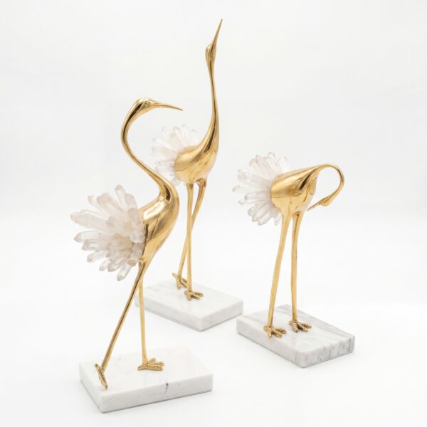 AURELIA CRYSTAL CRANE TABLE ACCENT DECOR SET OF 3