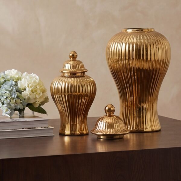 GOLD NOVA GINGER JAR SET OF 2 PCS